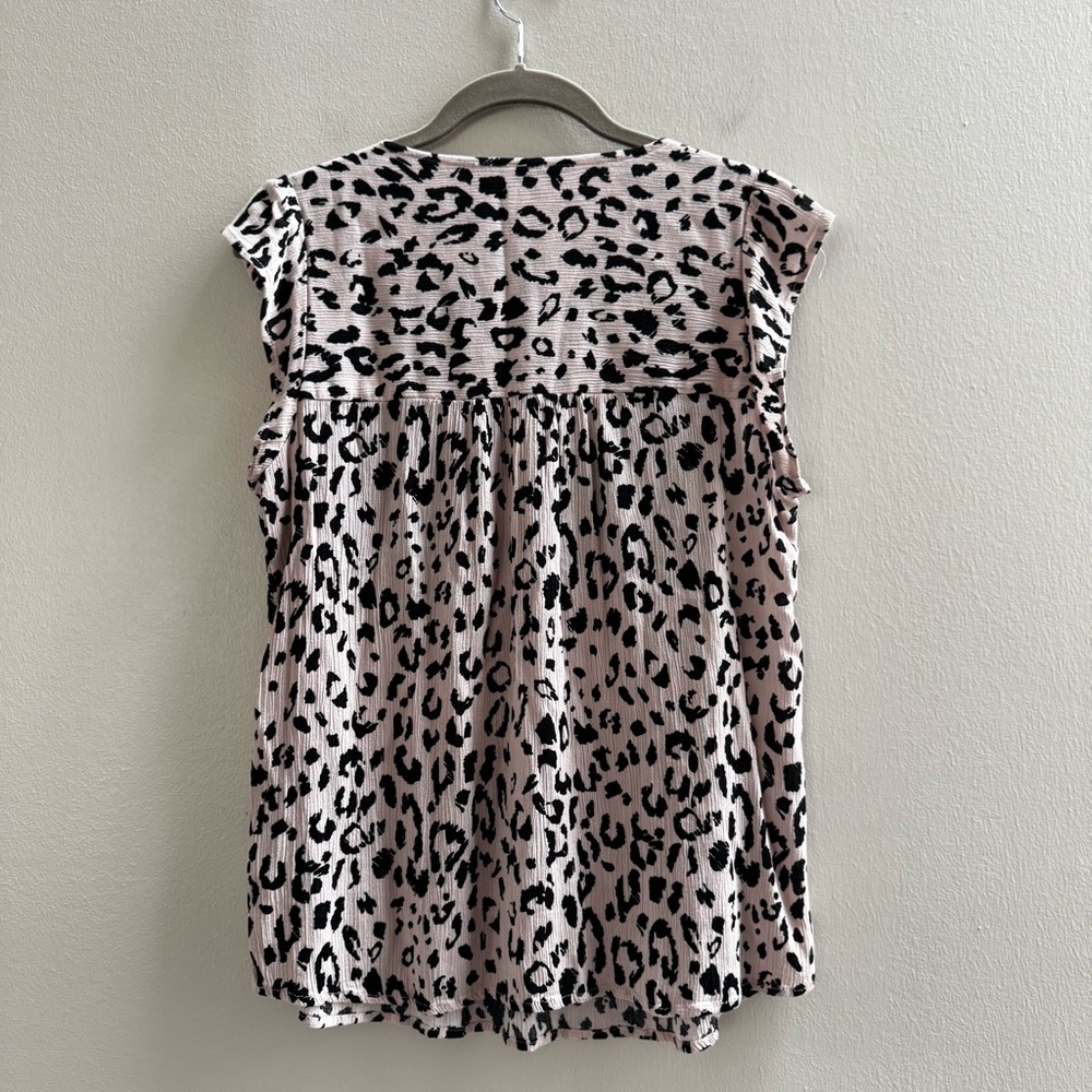 Savanna Jane Boho Leopard Floral Embroidered Flowy Blouse Large - Picture 5 of 7